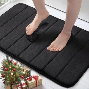 30" x 20" Black Ultra Soft and Non-Slip Bathroom Rugs Water Absorbent Bath Rug